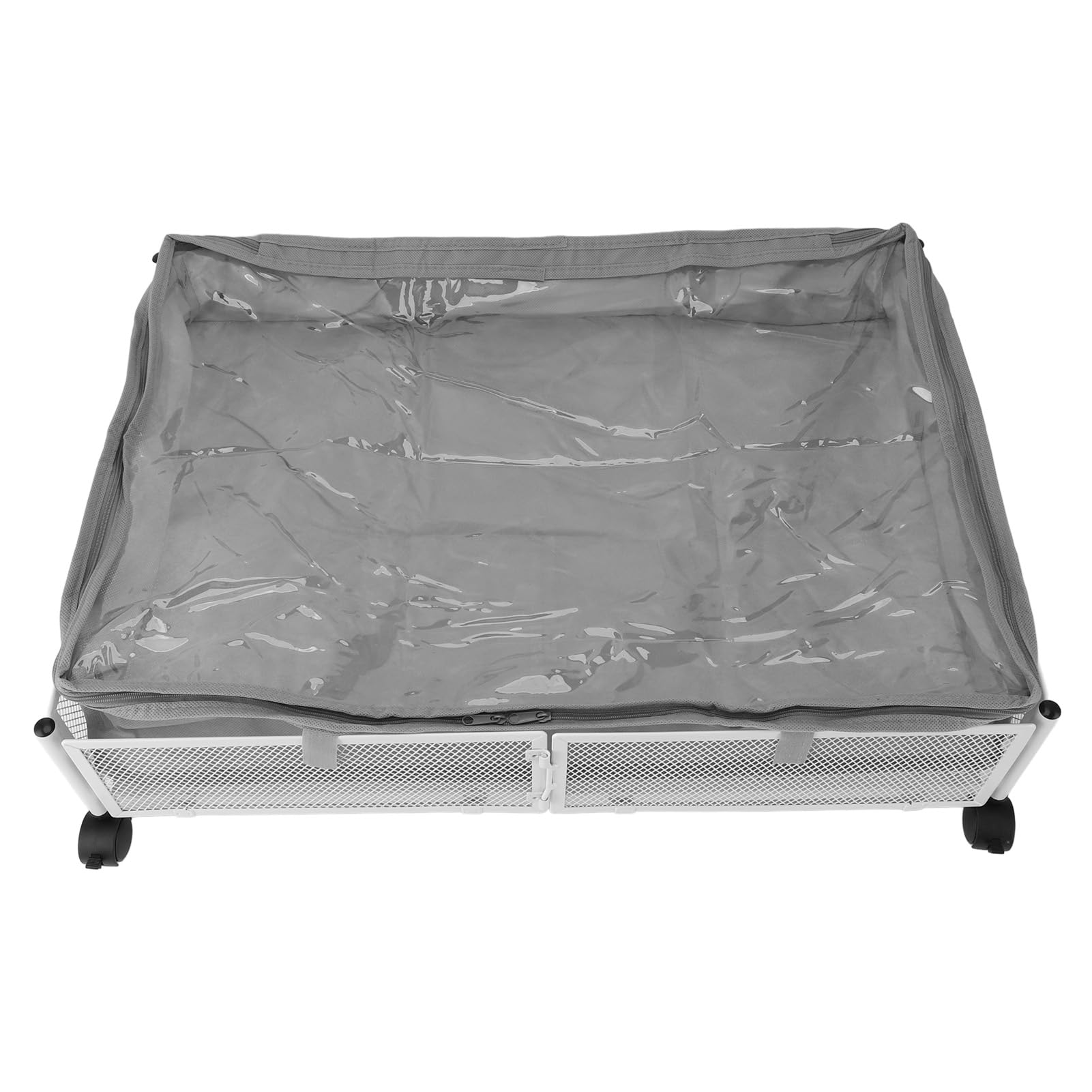 Ejoyous Contenitori Portaoggetti Sotto il Letto con Ruote Cassetto Portaoggetti Sotto il Letto in Metallo 23,6 X 15,7 X 6,1 Pollici con Coperchi Griglia Visiva a 4 Ruote per Vestiti Scarpe (WHITE)