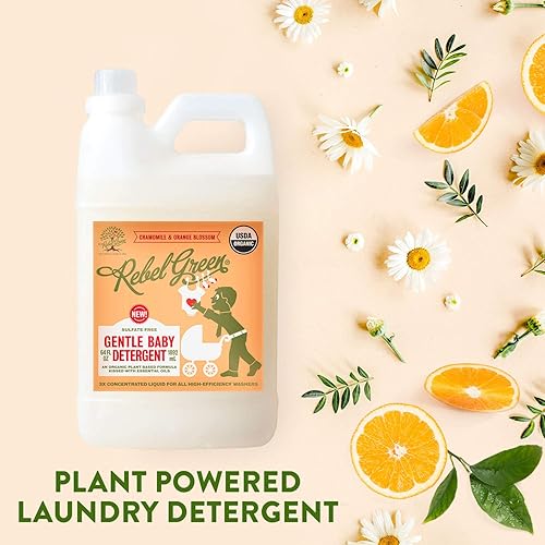 Miniatura 3 de Rebel Green Detergente natural para ropa de bebé, jabón líquido orgánico e hipoalergénico certificado para bebés y bebés con piel sensible - 64