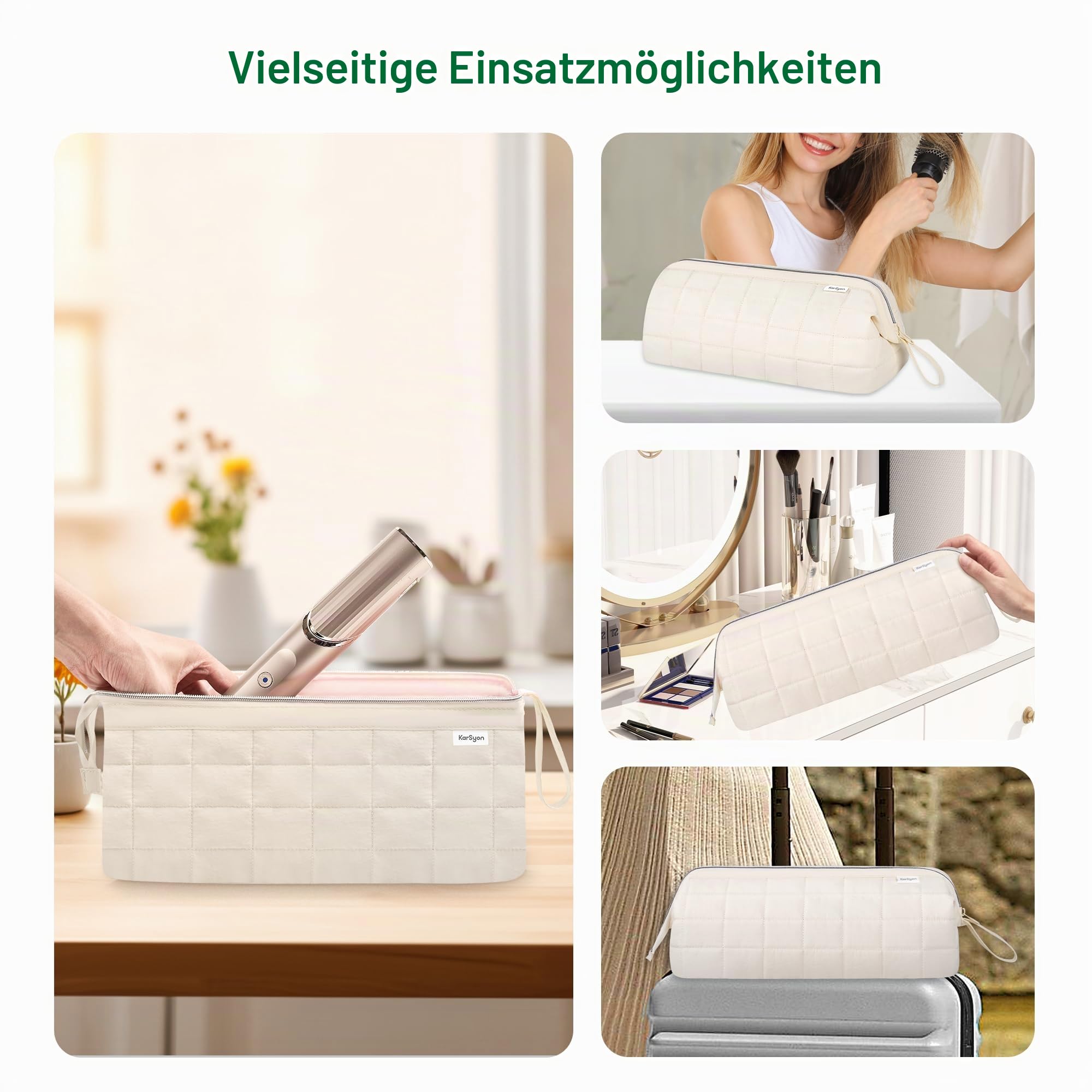 Karsyon Hair Tools Reisetasche Organizer für Dyson Airwrap, Shark Haartrockner, Flex Style, Airstraight Bürste, Revlon Aufsätze, Beige