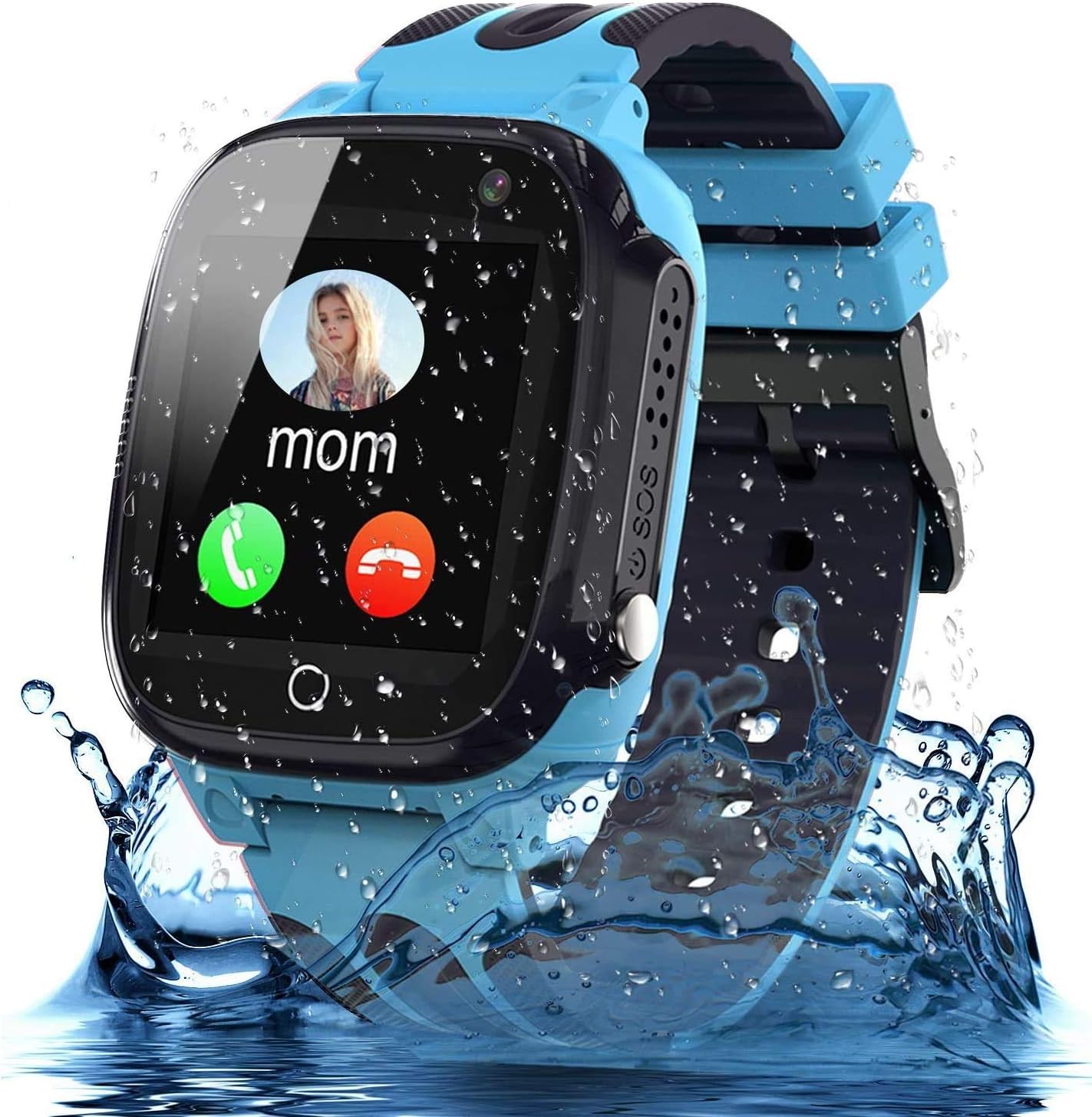 Jslai Kids Smart Watch Phone,LBS Waterproof Tracker Smartwatch for 3-12 Boys Girls with SOS Call Camera Touch Screen Game for Childrens Gift Holiday Learning Toys (blue)