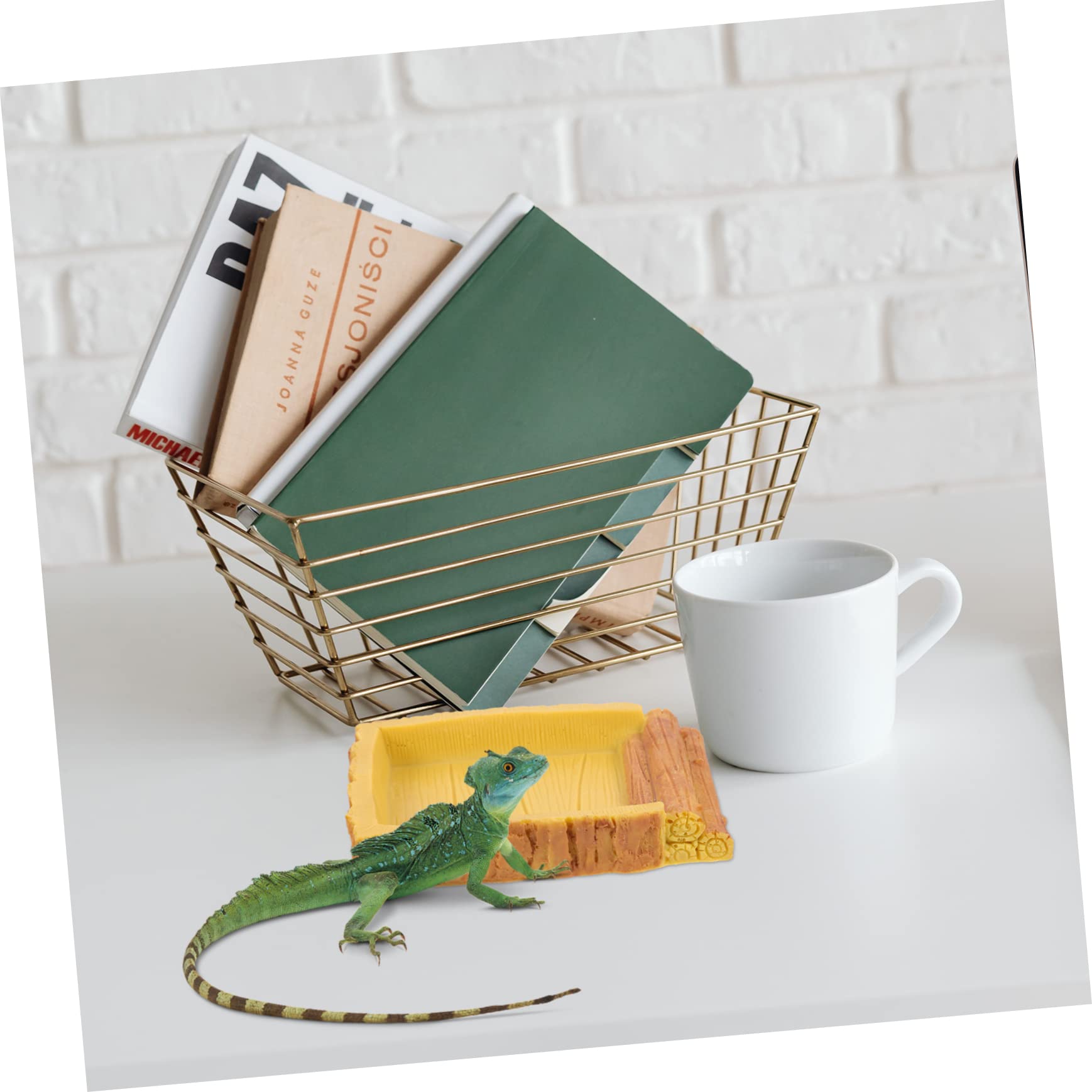 VICASKY Turtle Water Bowl Feeding Dish for Reptile Terrarium Landscape Decor Smooth Edges Lizard Water Bowl Natural Color Reptile Water Dish for Turtles Lizards and Amphibians