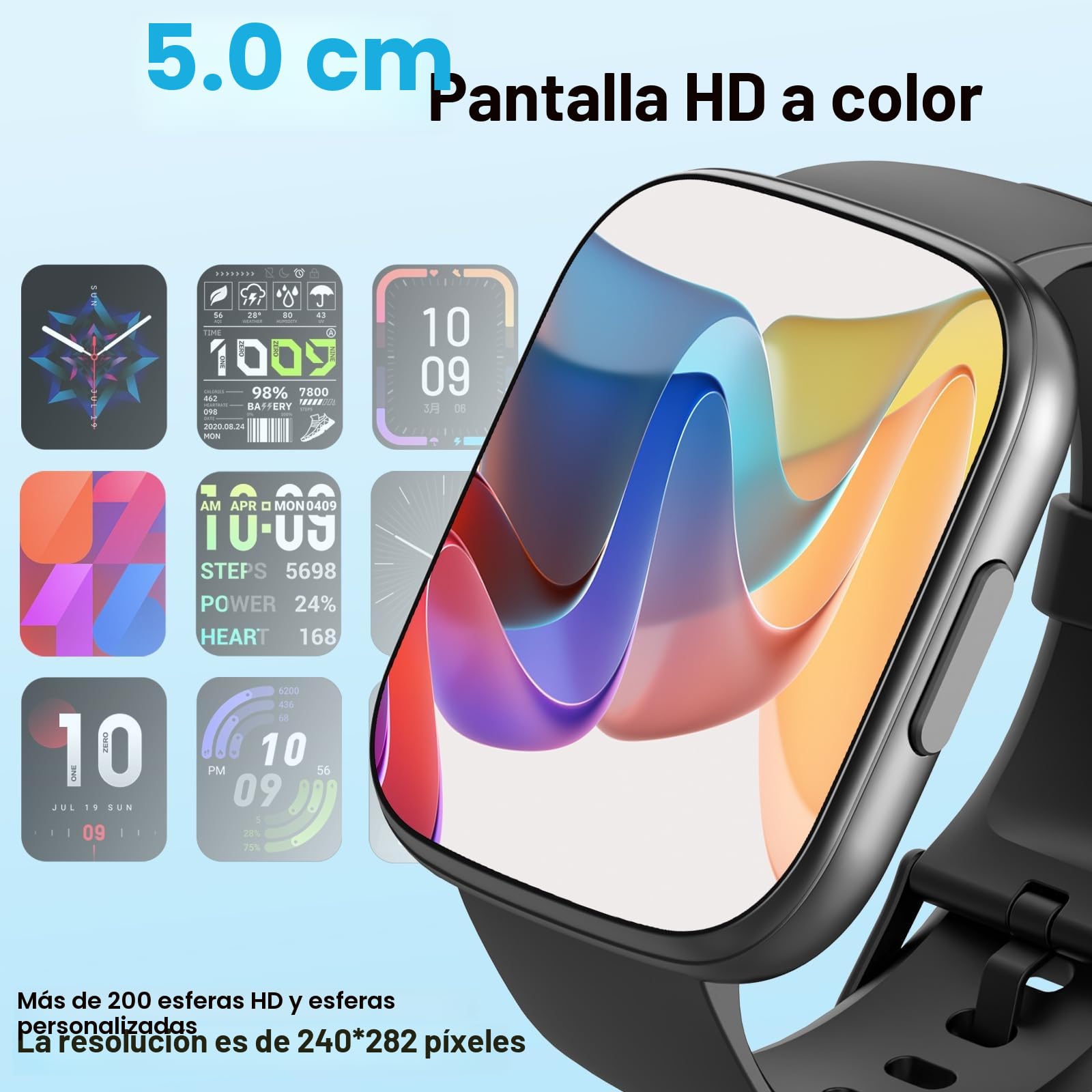 Reloj Inteligente Hombre Mujer, 1.95" Smartwatch con Llamadas Bluetooth y Notificación, 110+ Deportivos Smart Watch con Podómetro/Pulsómetro/Monitor de Sueño, IP68 Pulsera Actividad para Android iOS