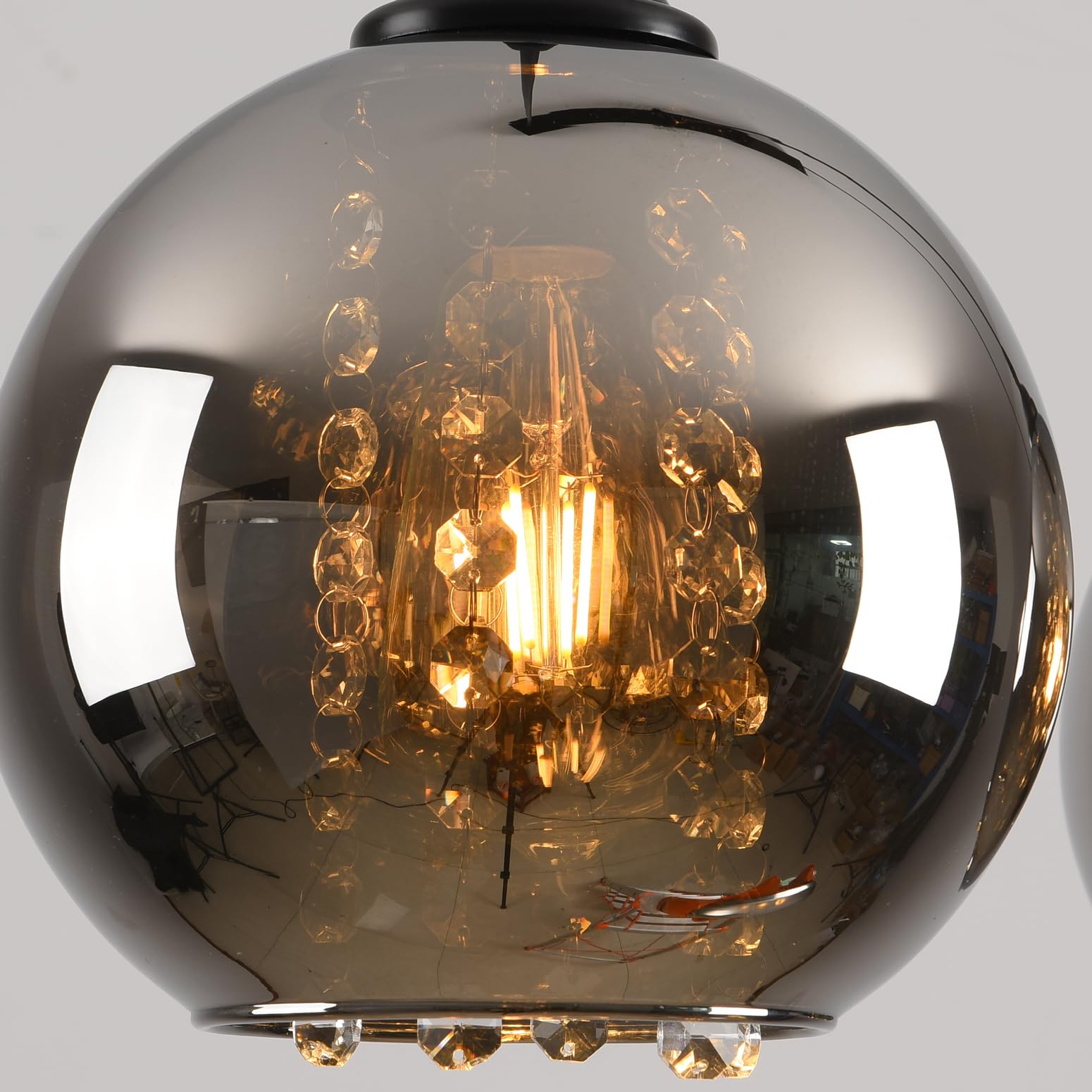 Pendelleuchte Esstisch 3 Flammig Rauchgrau Glas Hängelampe | Höhenverstellbar Esszimmer Lampe Hängend Vintage Esstischlampe Hängend Schwarz E27 für Küchen Esszimmer Wohnzimmer