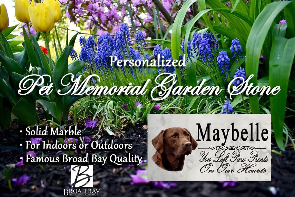 Broad Bay Chocolate Lab Memorial Stone Plaque - Personalized Labrador Dog Garden Marker Outdoor Grave Headstone or Indoor Pet Loss Gift