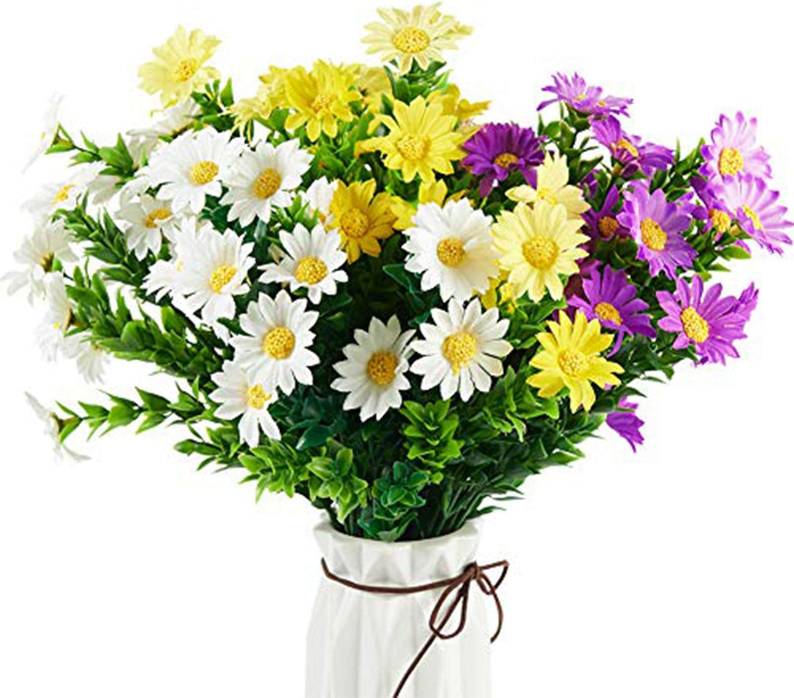 Daisies Artificial Flowers 6 Pack, Fake Colorful Daisy Plant Bouquet for Home Table Centerpieces Decoration (Mix Color)