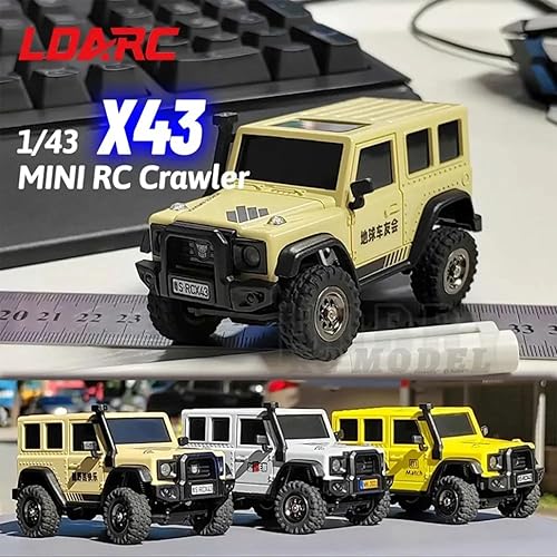 LDARC RC Crawler 143 RTR Mini 4WD RC Rock Truck 2.4Ghz Hobby Grade RC Car Model Mini RC Buggy, viene con un cuerpo blanco DIY (amarillo desierto)
