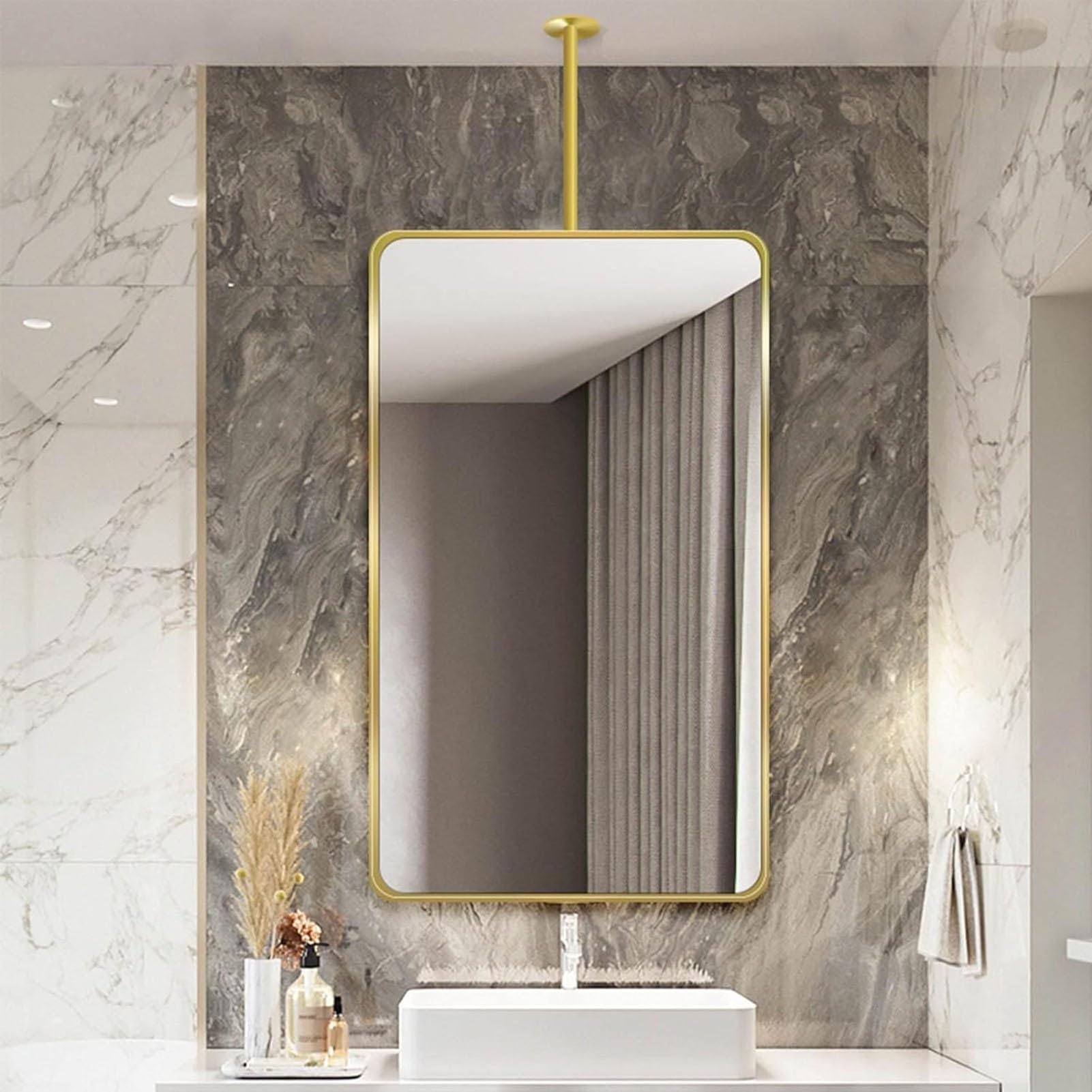 Miroir suspendu rectangulaire de plafond pour salle de bain et rasage