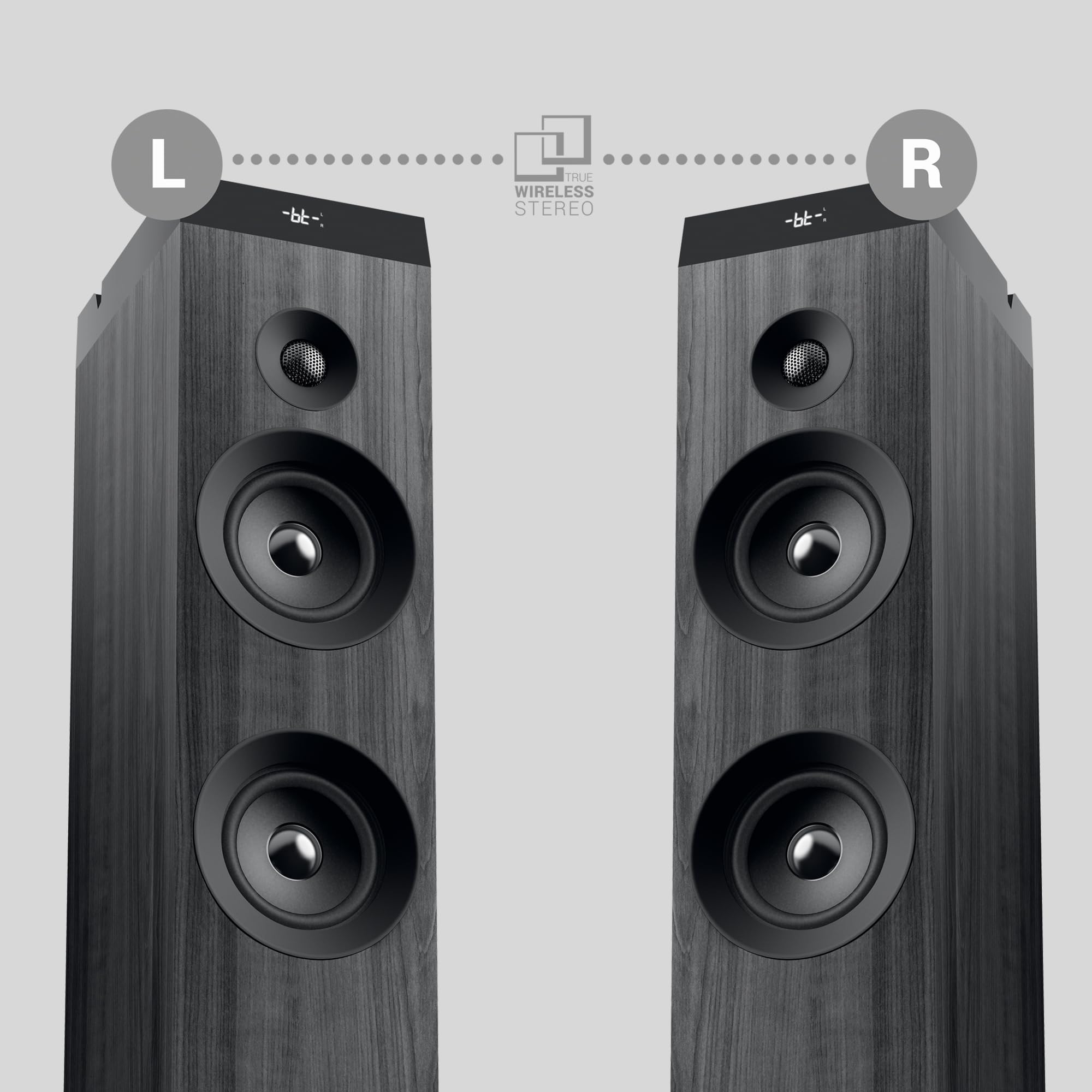 Energy Sistem Tower 7 100 W True Wireless Sound Tower z wyświetlaczem światła otoczenia, USB/MicroSD, Bluetooth, FM - czarna