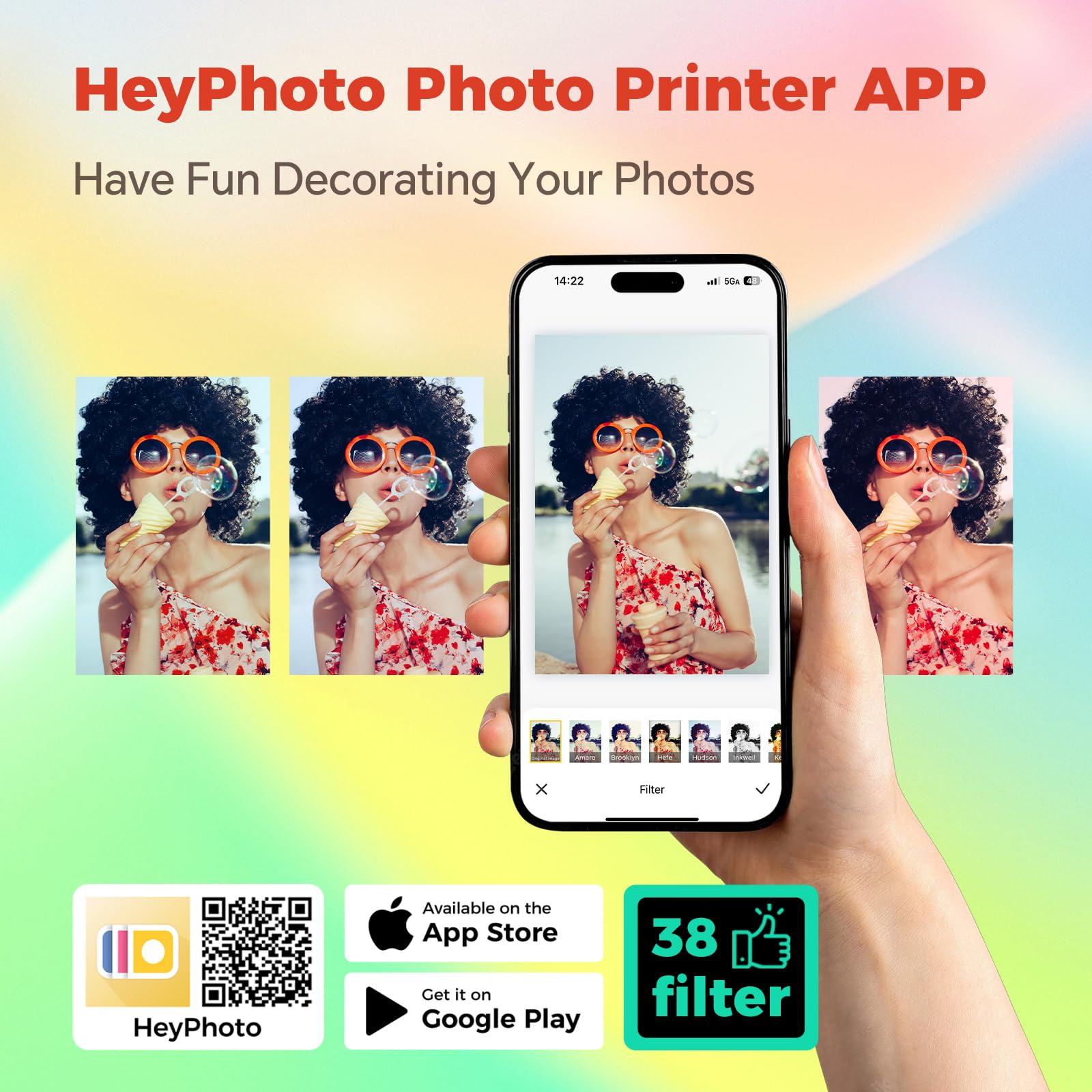 iDPRT Stampante fotografica 4x6 con 108 fogli e 2 nastri, stampante