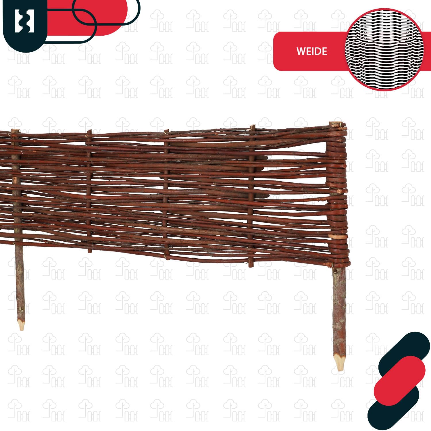 KOTARBAU® 10 pezzi Staccionata in Legno per Giardino - Recinzione in Vimini - 120 x 20 cm - Marrone - Staccionata Giardino Esterno - Steccato in Legno - Decorazione Da Esterno