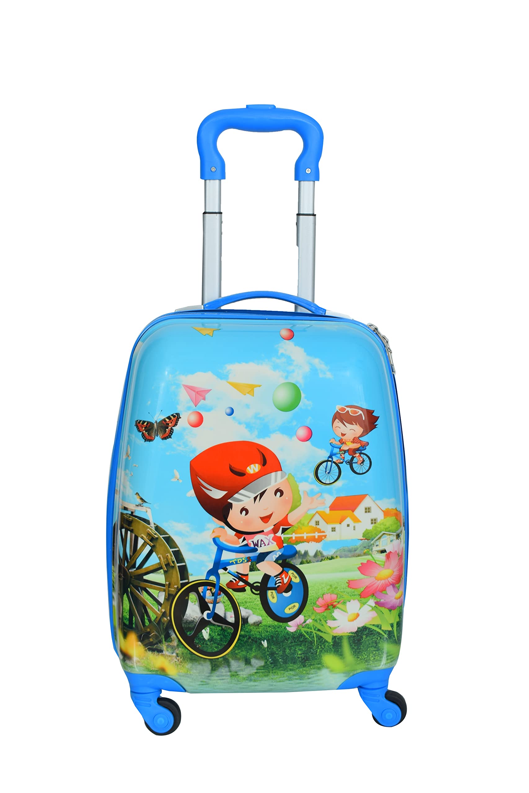 Kid's 17 Inches Blue Girl and Boy Guitar Cartoon Print Polycarbonate Trolley Bag Suitcase for Baby Girl's & Boy's-image-17