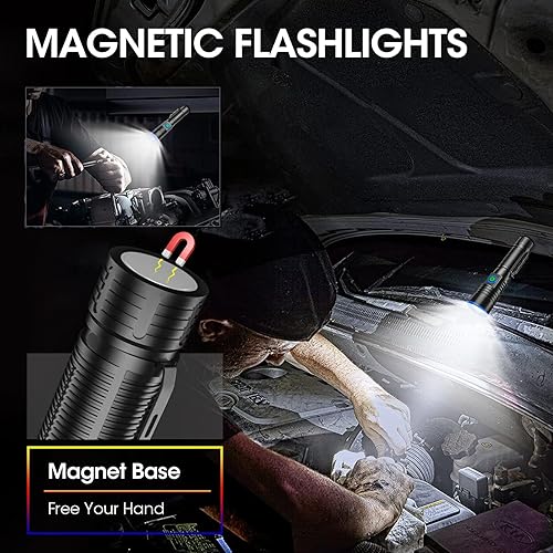 Miniatura 4 de WSSBOND Linternas pequeñas de 20000 lúmenes altos - Linterna LED recargable de 4,921.3 ft de largo haz magnético linterna magnética con zoom