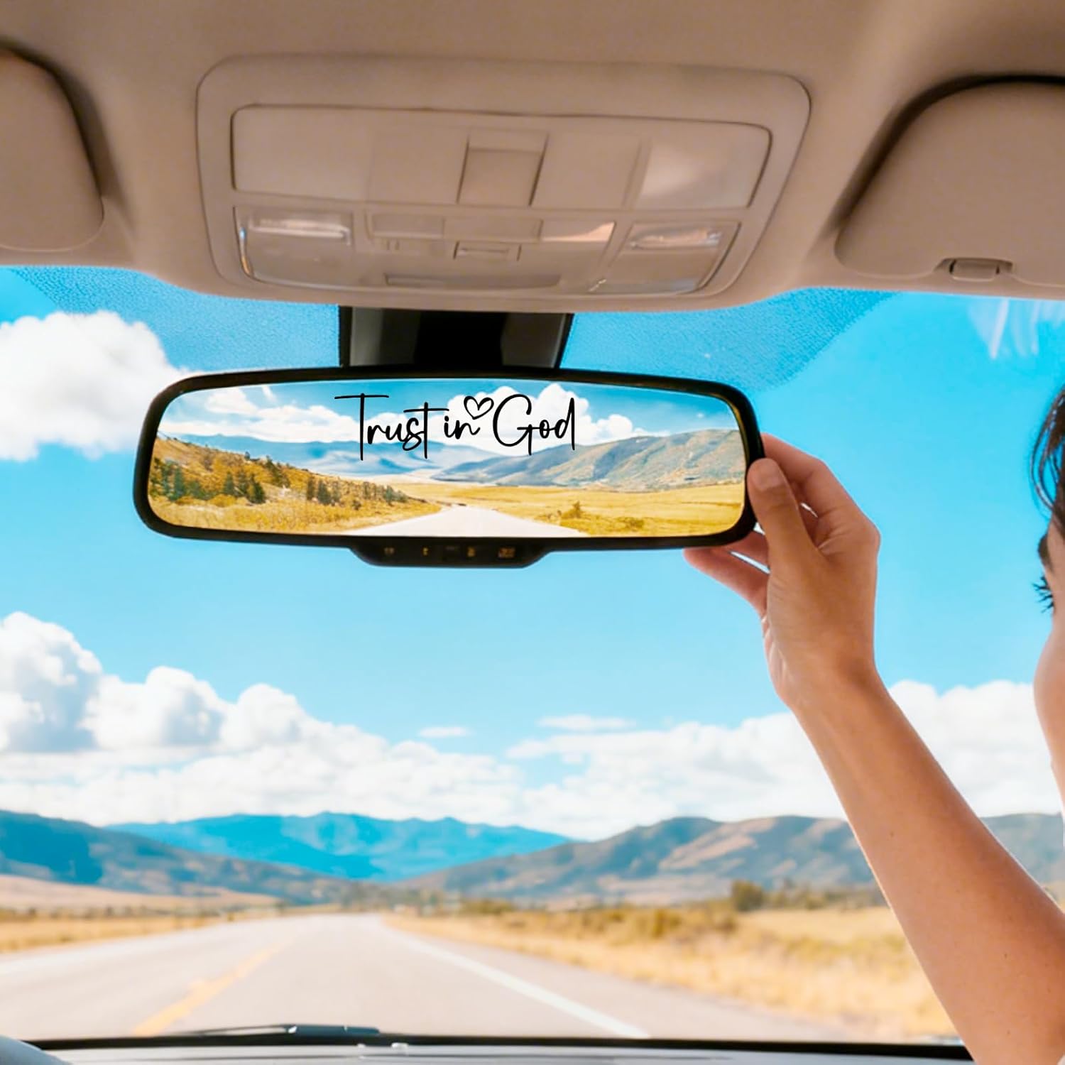 3 PCS Trust in God Rearview Mirror Decal, Vanity Mirror Stickers for Women, Automotive Vinyl Rear View Decorative Stickers, Self Affirmations Car Window Decal Car Accessories, Black - Image 4