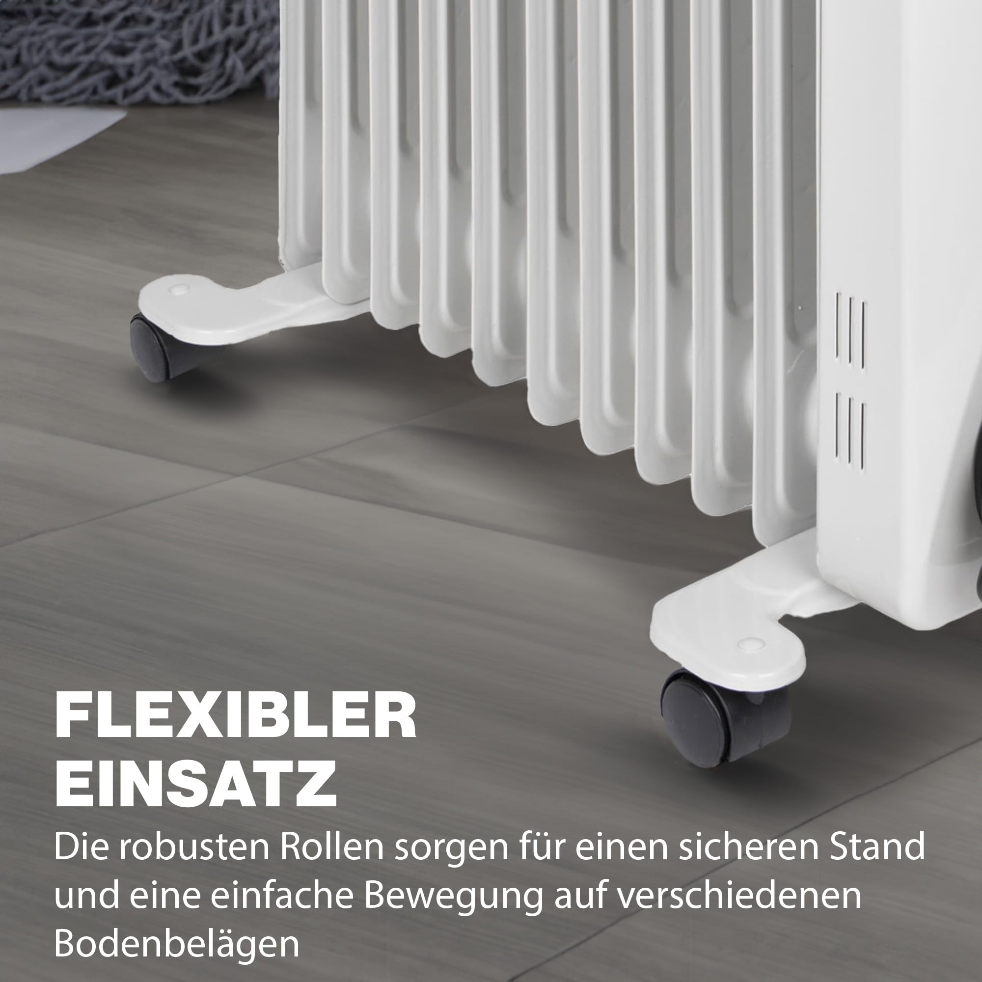 Clatronic® Radiador de aceite | Calefacción móvil eficiente | Calefacción eléctrica con 11 costillas | Radiador con 3 niveles de potencia | Radiador Slimline | hasta 50 m² | 2300 W | RA 3737