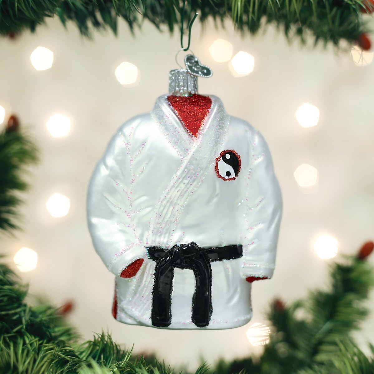 Old World Christmas Martial Arts Robe Glass Blown Ornament for Christmas Tree, Handcrafted Holiday Decoration, Sport Collection