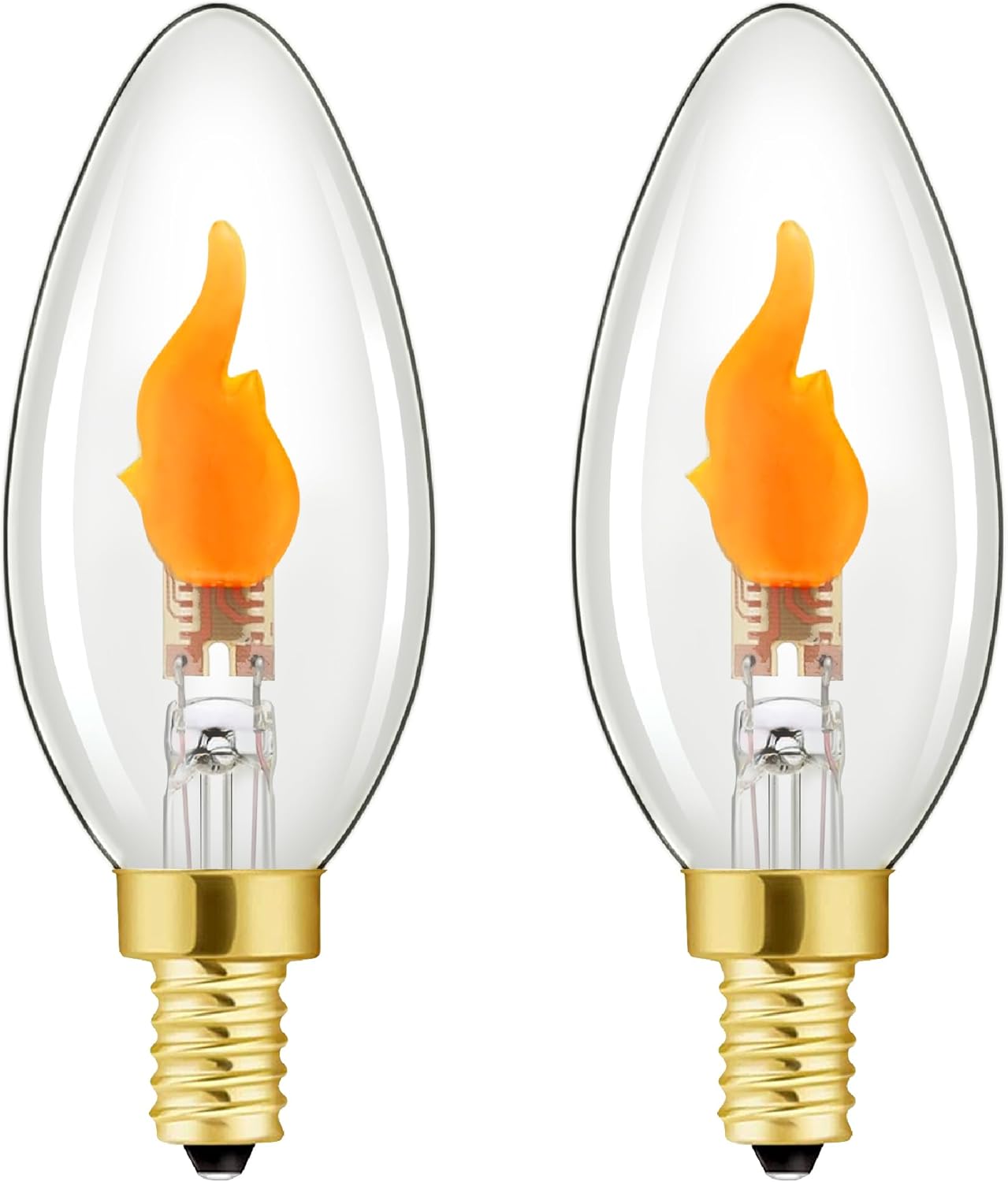 Flickering Flame Light Bulbs, E26 Flicker LED Bulb,Candelabra Flame Effect LED Bulb for Halloween Christmas Party Decoration,1W,100LM,Clear Glass,6Pack