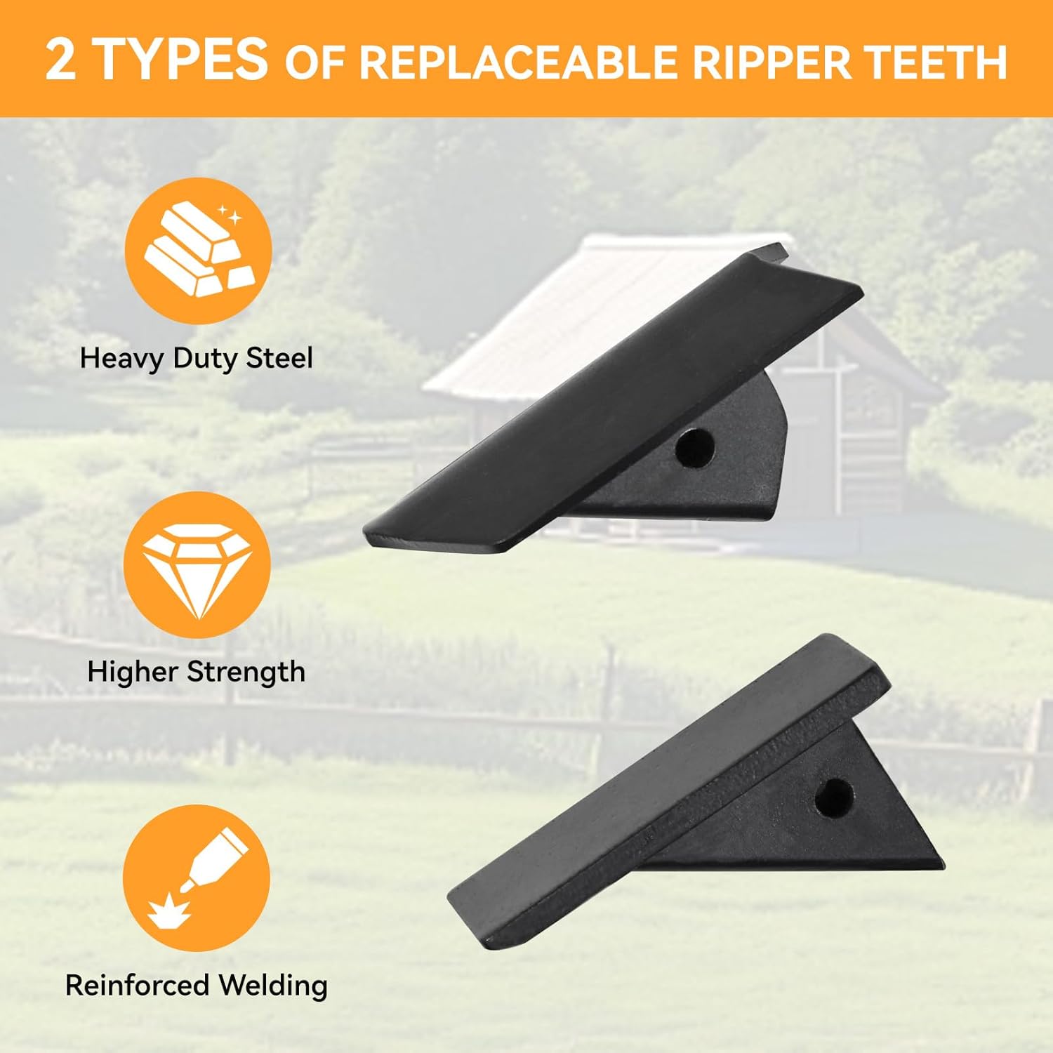 Hitch Mounted Ripper Trencher for ATV UTV Tractor, 3 Point Subsoiler Plow fits 2" Receiver, Reinforced Middle Buster with Replaceable Teeth for Garden Trenching and Digging