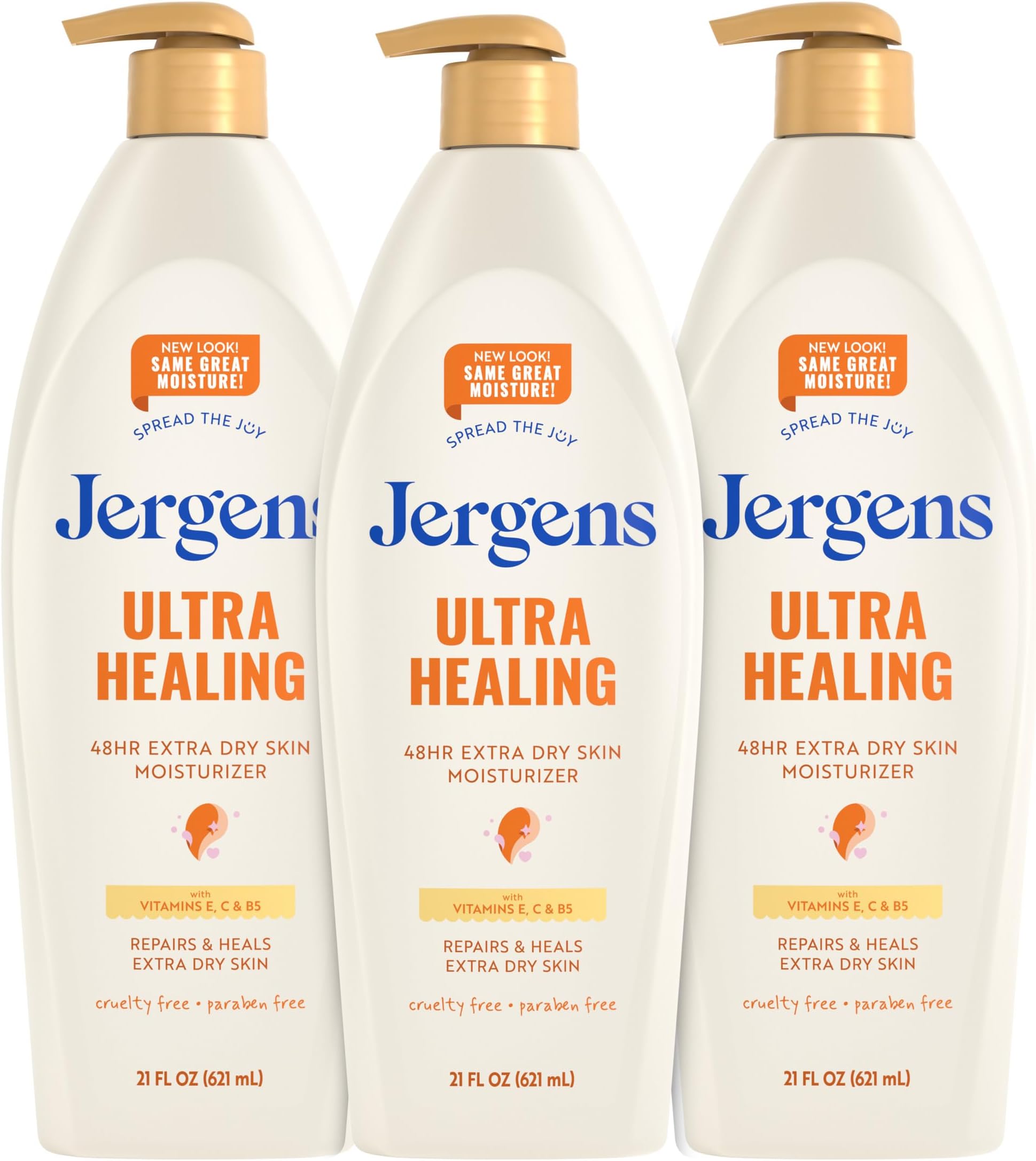 Ultra Healing Dry Skin Lotion, Hand and Body Moisturizer for Quick Absorption into Extra Dry Skin with Hydralucence Blend, Vitamins C, E and B5, White, 21 oz, Pack of 3