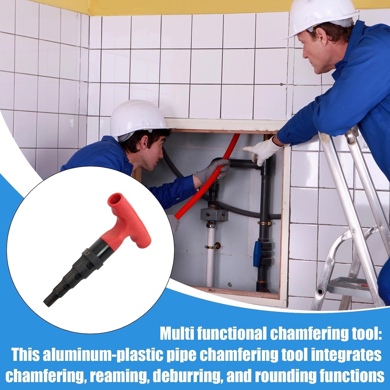 バリ取り面取りツール、内部パイプ面取りツール、内部多層4-in-1精密ラチェットスイベルチューブカッター、配管住宅修理用 0.5-1