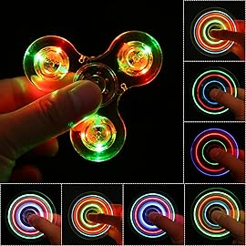 SCIONE 5 Pack LED Light Up Fidget Spinners,Glow in The Dark Sensory Toys for Kids,Fidget Stress Toys for Anxiety Relief,Party Favors,Classroom Prizes,Stocking Stuffers