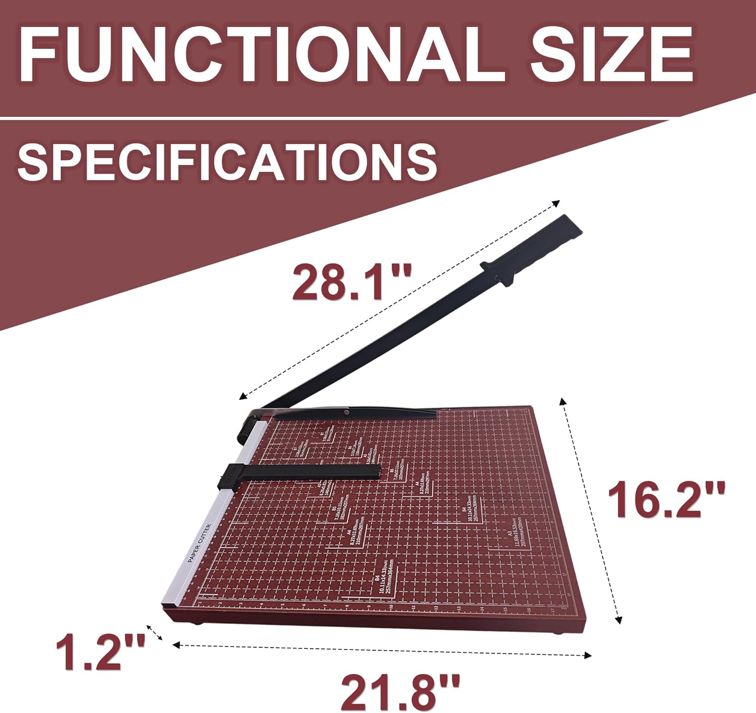 18 Inch Guillotine Paper Cutter - Heavy Duty Professional Paper Trimmer for Cardstock, Photos & Office Use - 12 Sheet Capacity with Safety Lock.