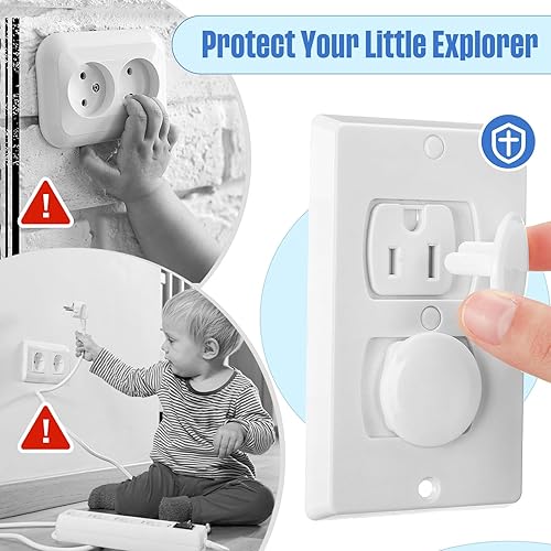 Miniatura 7 de Thyle 200 fundas de enchufes a granel para niños a prueba de bebés para enchufes eléctricos, enchufe de fácil instalación, kit resistente seguro a