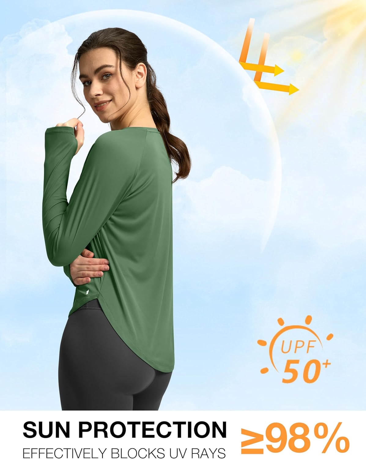 Soothfeel Women's UPF 50+ UV Protection Lightweight Quick Dry Long Sleeve Workout Shirt - Image 3