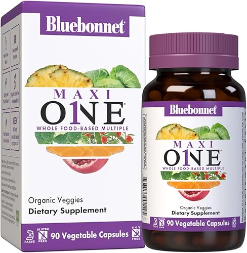 Bluebonnet Nutrition Maxi One (con hierro), alimentos integrales múltiples, enzimas, energía, vitalidad, sin gluten, kosher, sin lácteos, apto para