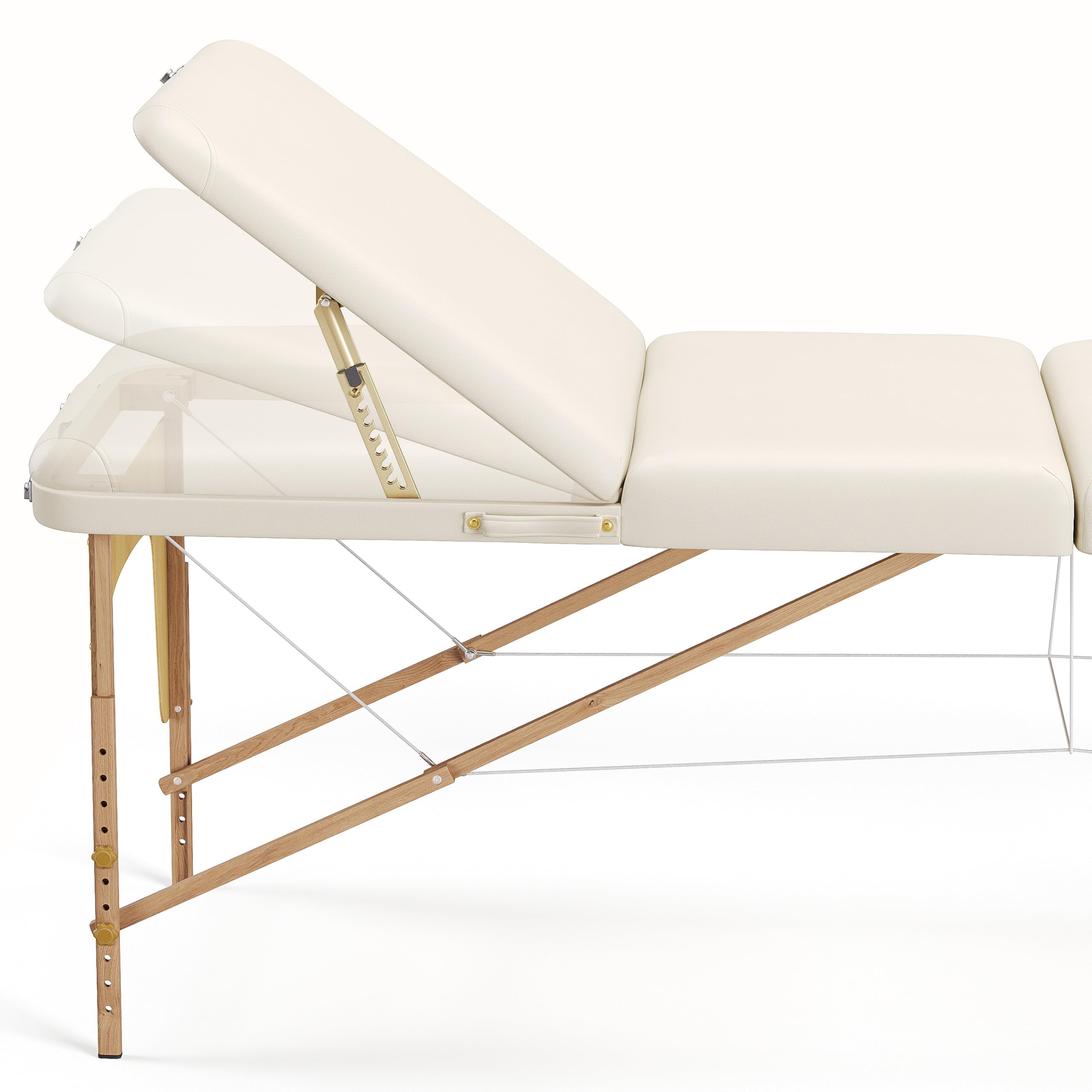 BELTOM® Camilla de Masaje 3 Zonas portatil 180 x 56 cm. - Pesa Solo 13,2 kg. y con Accesorios 15,5 kg. - Mesa Cama Banco Plegable Reiki Fsioterapeuta - Crema