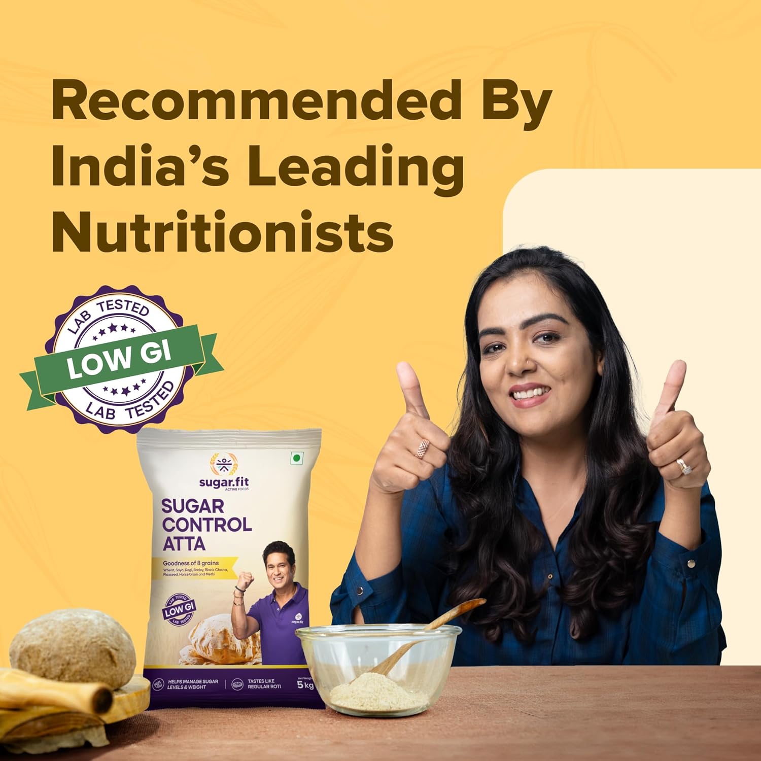 Buy Now Sugar.fit Sugar Control Atta – 8-In-1 Multigrain Flour, Shar...