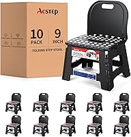 Vista 8 de ACSTEP Taburete plegable con soporte de espalda para niños, taburete de 9 pulgadas para niños y niñas, taburete de cocina al aire libre
