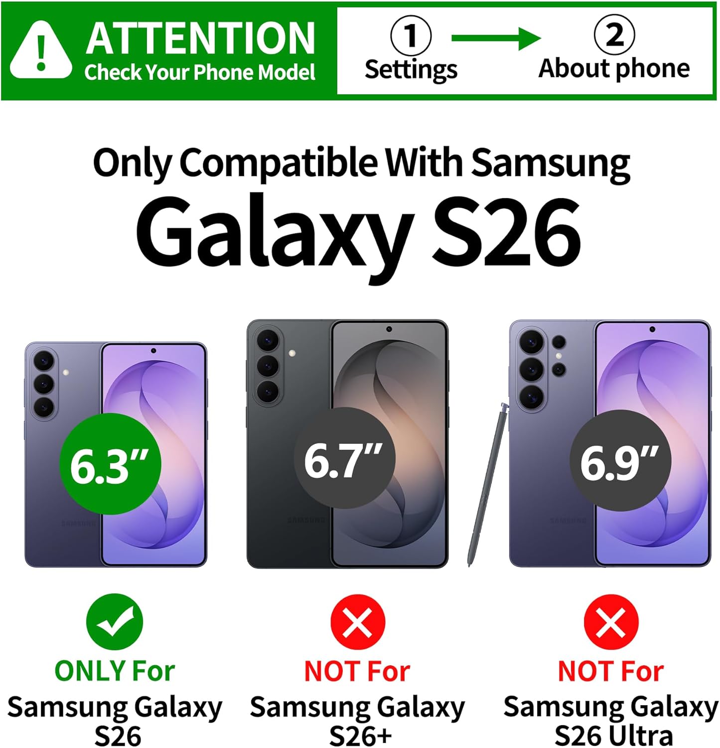 Cozycase Top Waterproof Case for Samsung Galaxy S26 - Build-in Screen & Camera Protector Heavy Duty Rugged Full Body 360 Military Grade Hard Slim Cover S 26 Water Shock Dust Proof Black Case