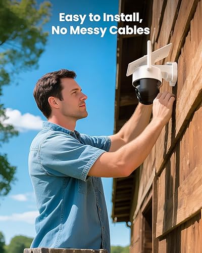 Miniatura 3 de Cámara de seguridad solar celular celular 4G LTE inalámbrica para exteriores, cámara 2K no necesita WiFi con tarjeta SIM, vista completa de 360,