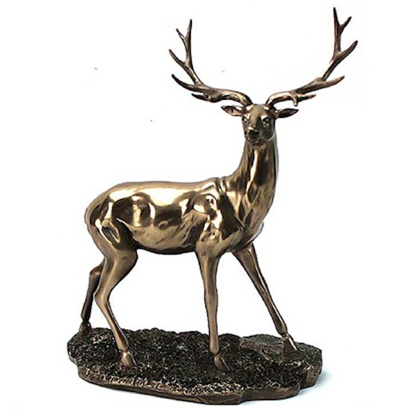 The Leonardo Collection Bronze Leonardo Collection D Standing Deer Figure With Polished Finish,