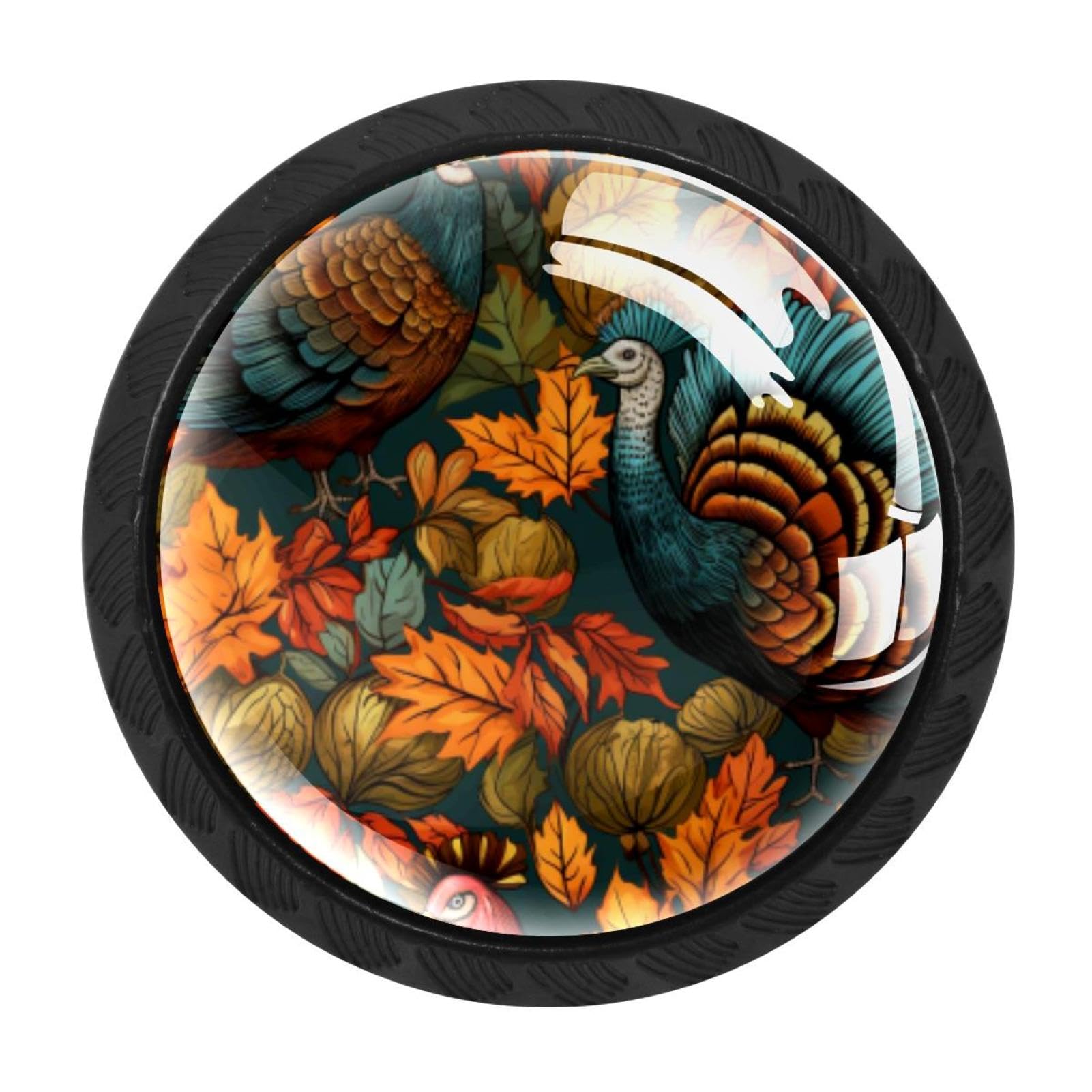 CHENZZZZ 4 Pieces Thanksgiving Turkey Leaves Kitchen Cabinet Knobs Drawer Knobs Dresser Knobs Black Knobs Drawer Pulls Dresser Drawer Handles Knobs for Dresser Drawers