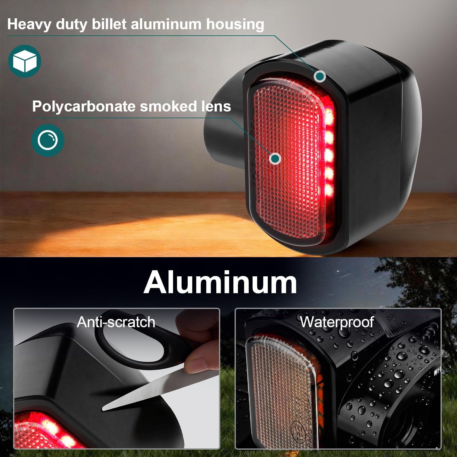 MoKitDora Rear Led Turn Signal Light Mini Brake Running Lights for Harley 2009-2023 Touring 2000-2023 Softail 2000-2022 Sportster 2006-2017 Dyna, Black Housing