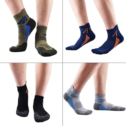 Miniatura 7 de J.WMEET Calcetines atléticos de corte bajo para hombre, de malla de algodón, acolchados, para correr, ventilación, con lengüeta, paquete de 6