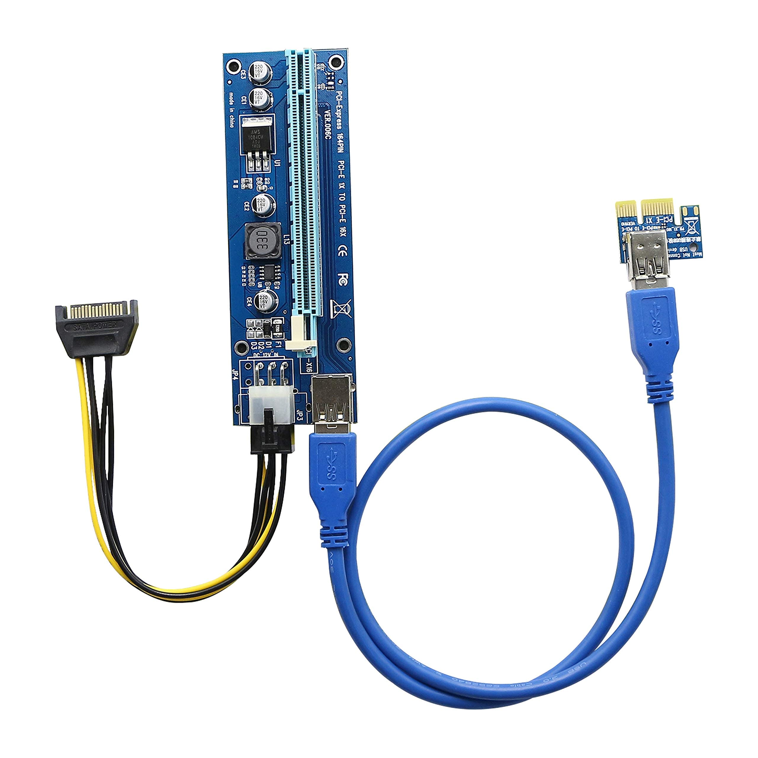 Xsentuals Mining Card, Riser Card, PCIe (PCI Express) 16x to 1x Riser Adapter, USB 3.0 Extension Cable 60cm, 6 pin PCI E to SATA Power Cable, GPU Riser Adapter, Ethereum Mining Riser Card (B094RDTY29) Amazon Price History, Amazon Price Tracker