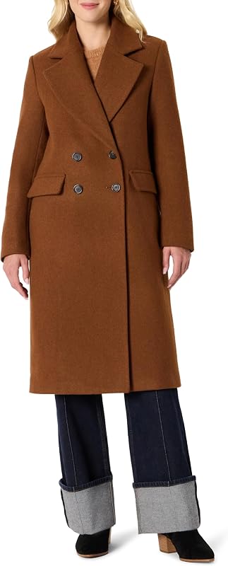 Amazon Essentials Women's Relaxed-Fit Double-Breasted Wool-Blend Longline Coat