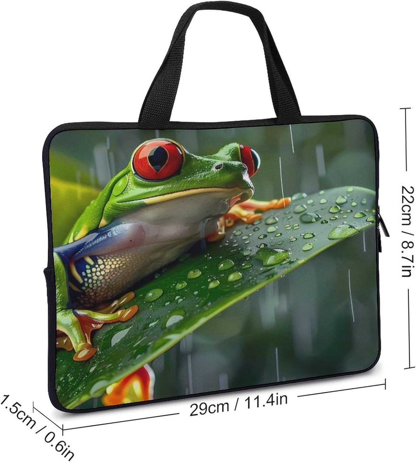 Tree Frog on A Rainy Tree Laptop Bag Print Computer Sleeve Case Protector Briefcase Totes for Women Men