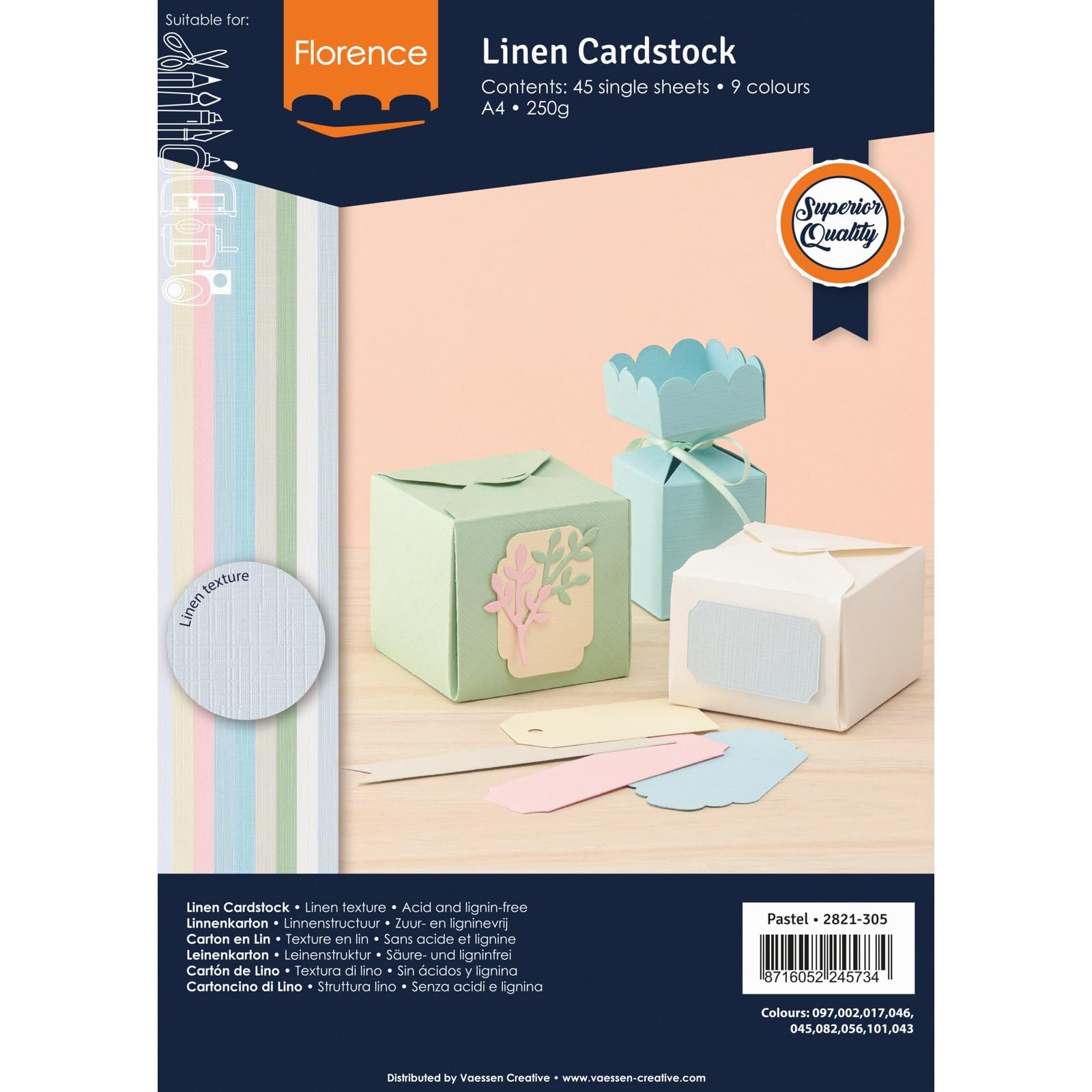 Florence Leinen-Struktur-Karton Grün – 30,5x30,5 Cm (A4), 250 G/m², Für Scrapbooking, Einladungen, Bastelprojekte