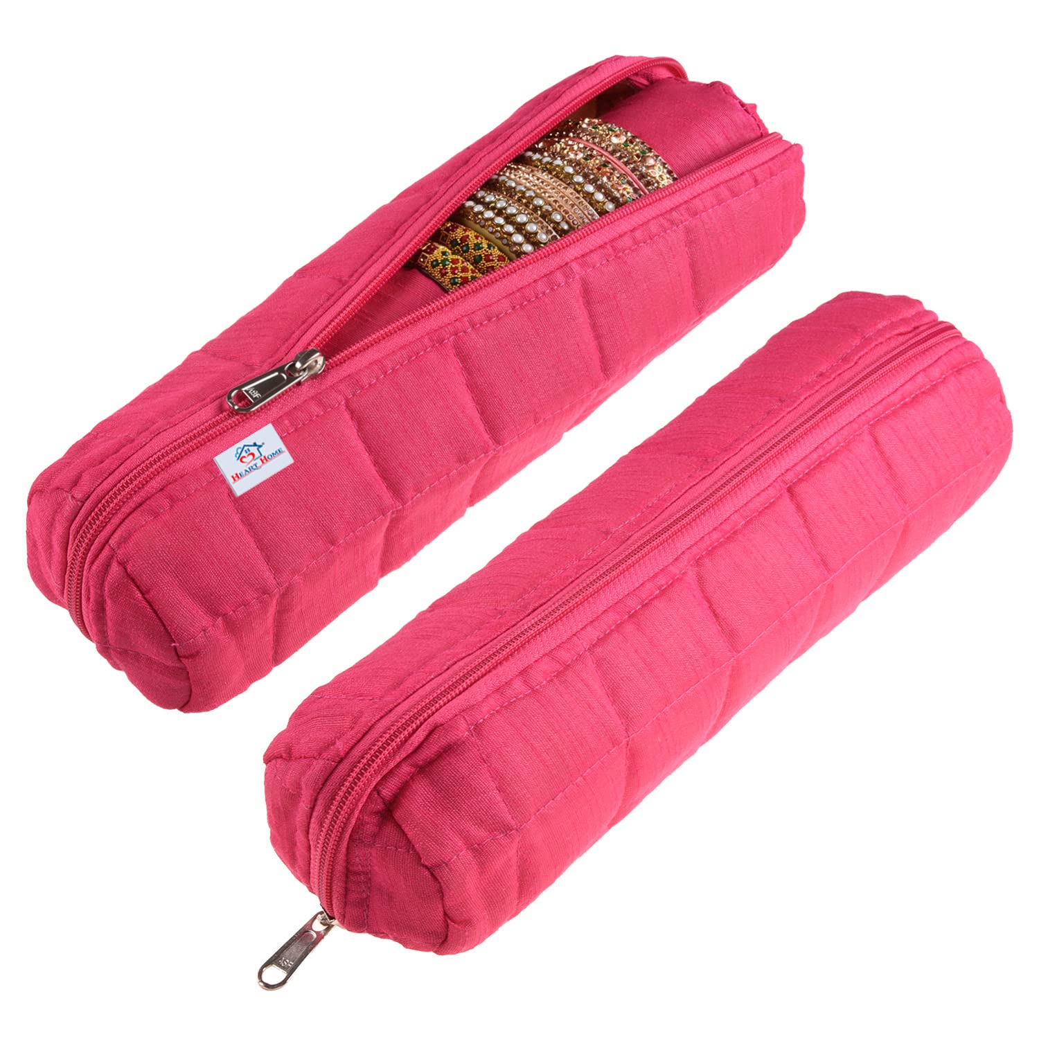 Heart Home Single Rod Bangle Box | Polyester Watch Organizer for Small Jewellery | Travelling Bracelets Organizer with Zipper | Pack of 2 | Pink (B0BZ7PSWJ8) Amazon Price History, Amazon Price Tracker