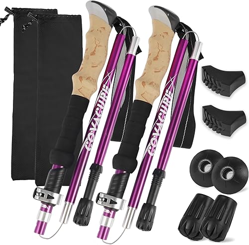 COVACURE Hiking Poles - Aluminum Alloy 7075 Trekking Poles Collapsible with Telescopic,Lightweight & Foldable Collapsible Hiking Gear for Climbing,