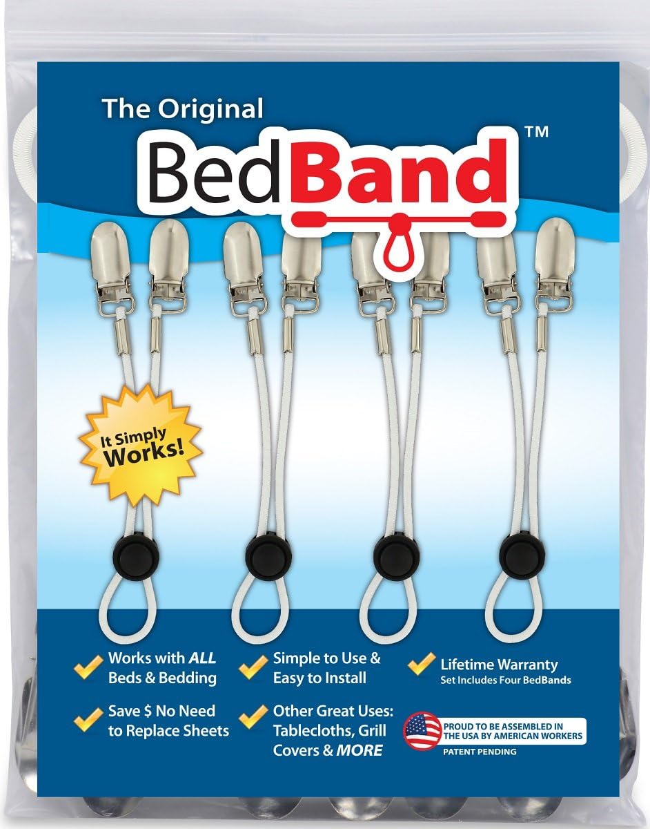 The Original Adjustable Fastener/Holder/Strap/Suspender/Gripper for Your Sheets (4 Pack - White)