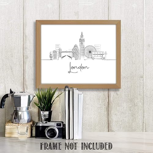 Vista 100 de París Skyline - Decoración de pared para sala de estar, arte de pared en blanco y negro, cuadros de pared de horizonte europeo para sala de estar