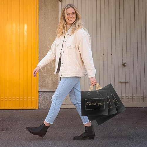 Miniatura 7 de WAKAKO Paquete de 60 bolsas de compras de agradecimiento, bolsas de regalo de agradecimiento de 12 x 10 pulgadas con asa para pequeñas empresas,