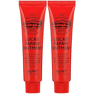 Lucas Papaw Ointment 25g — 2 Pack — Fermented Papaya Lip and Skin Balm, Multipurpose Topical Ointment for Dry Lips, Cracked Skin and Minor Irritations, Made in Australia