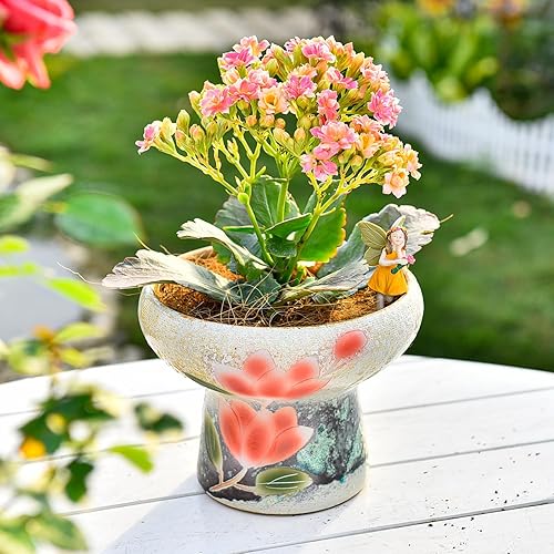 Miniatura 3 de Sungmor Macetas grandes para suculentas de 7.5 pulgadas, bonita maceta de cerámica pintada a mano con drenaje, maceta de cactus para interiores y