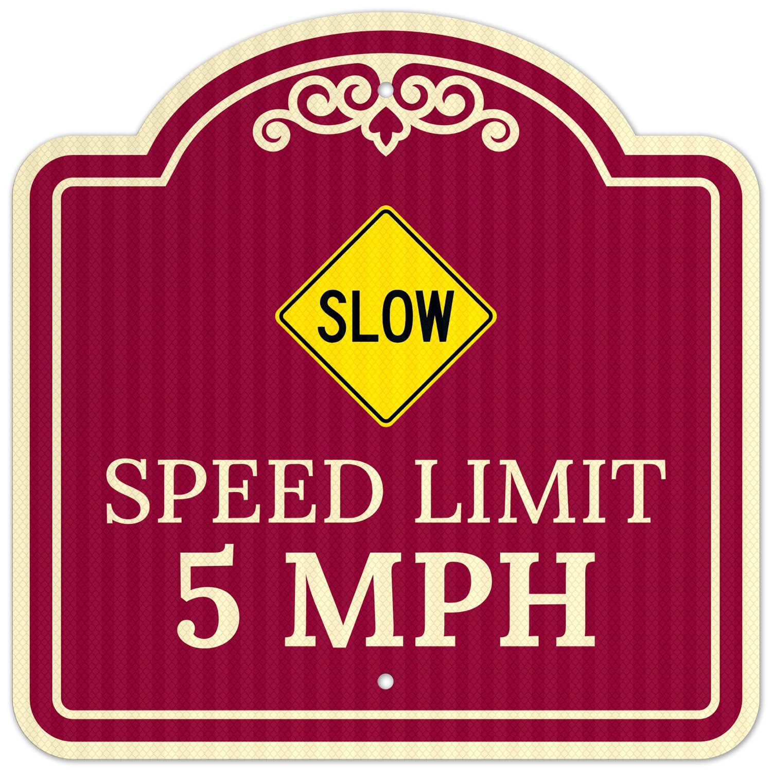 Slow Speed Limit 5 Mph with Symbol Décor Sign, Green Dark, 18x18 Inches, ACM, Fade Resistant, Made in USA by Sigo Signs