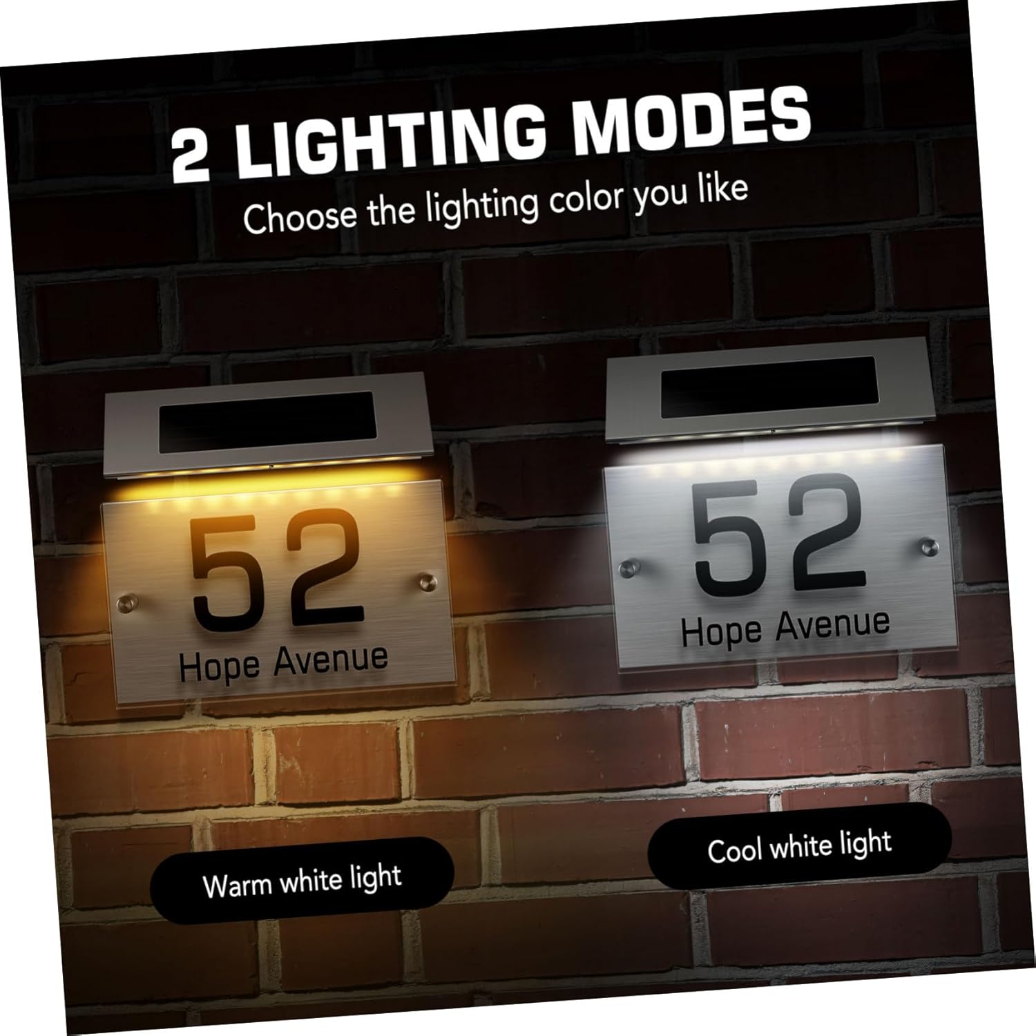 Solar Address Outdoor Solar Lighting House Number Reflective Mailbox Lamp